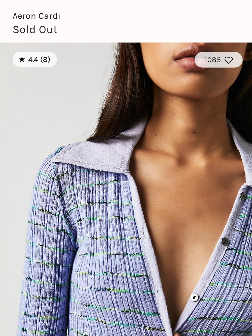 Free People Aeron Cardi in Lilac Ribbed Button-Stripes ULTRA Stretchy